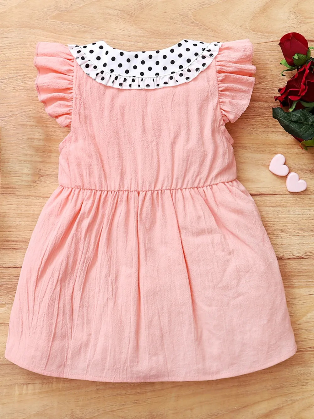 Children's Bow Peter Pan Collar Ruffle Sleeve Dress - Fashorio