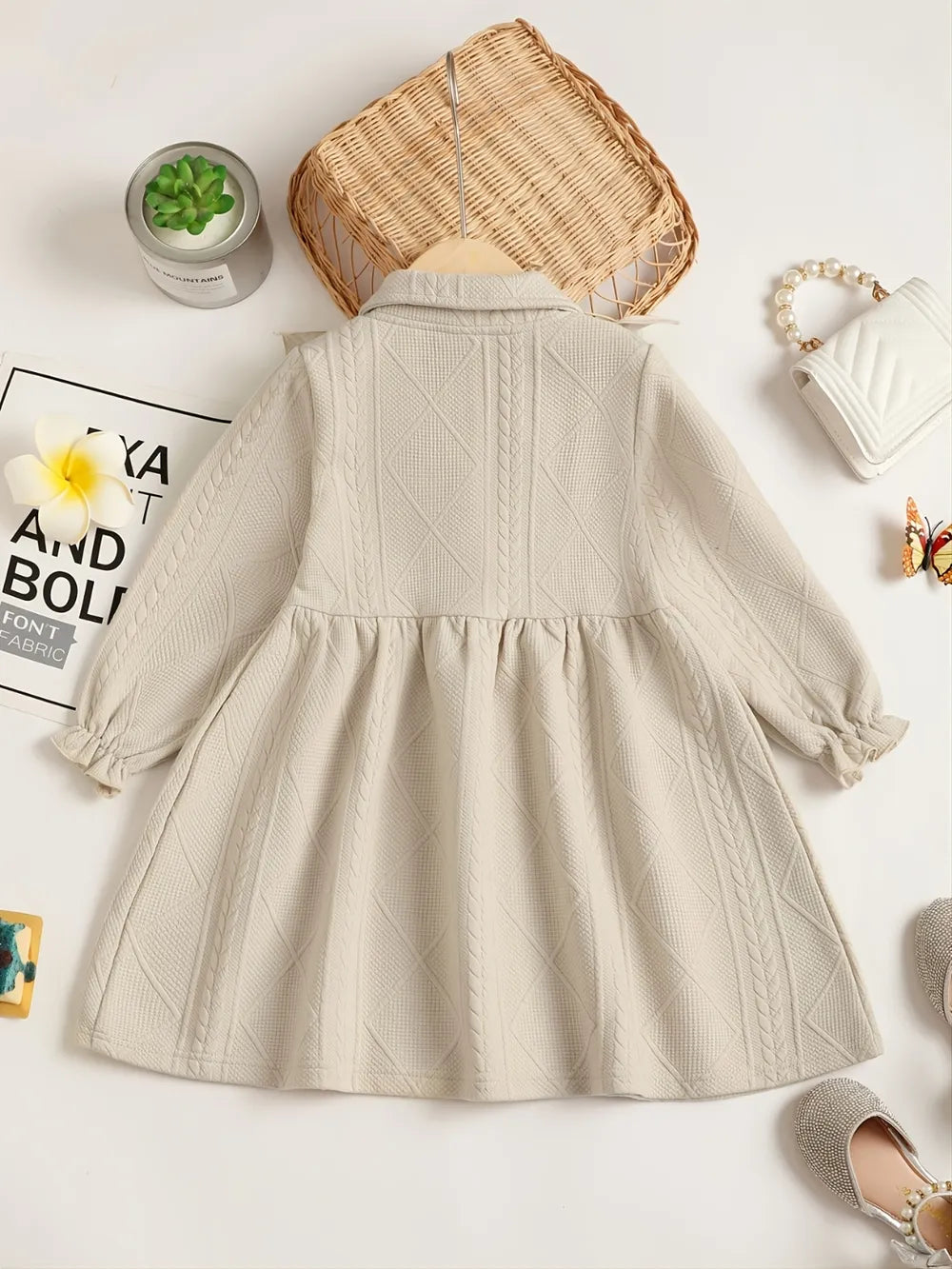 Children's Ruffled Bow Collared Neck Dress - Fashorio