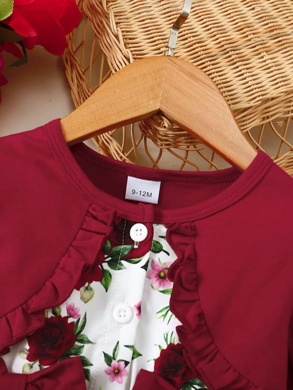 Frill Floral Round Neck Flounce Sleeve Dress - Fashorio